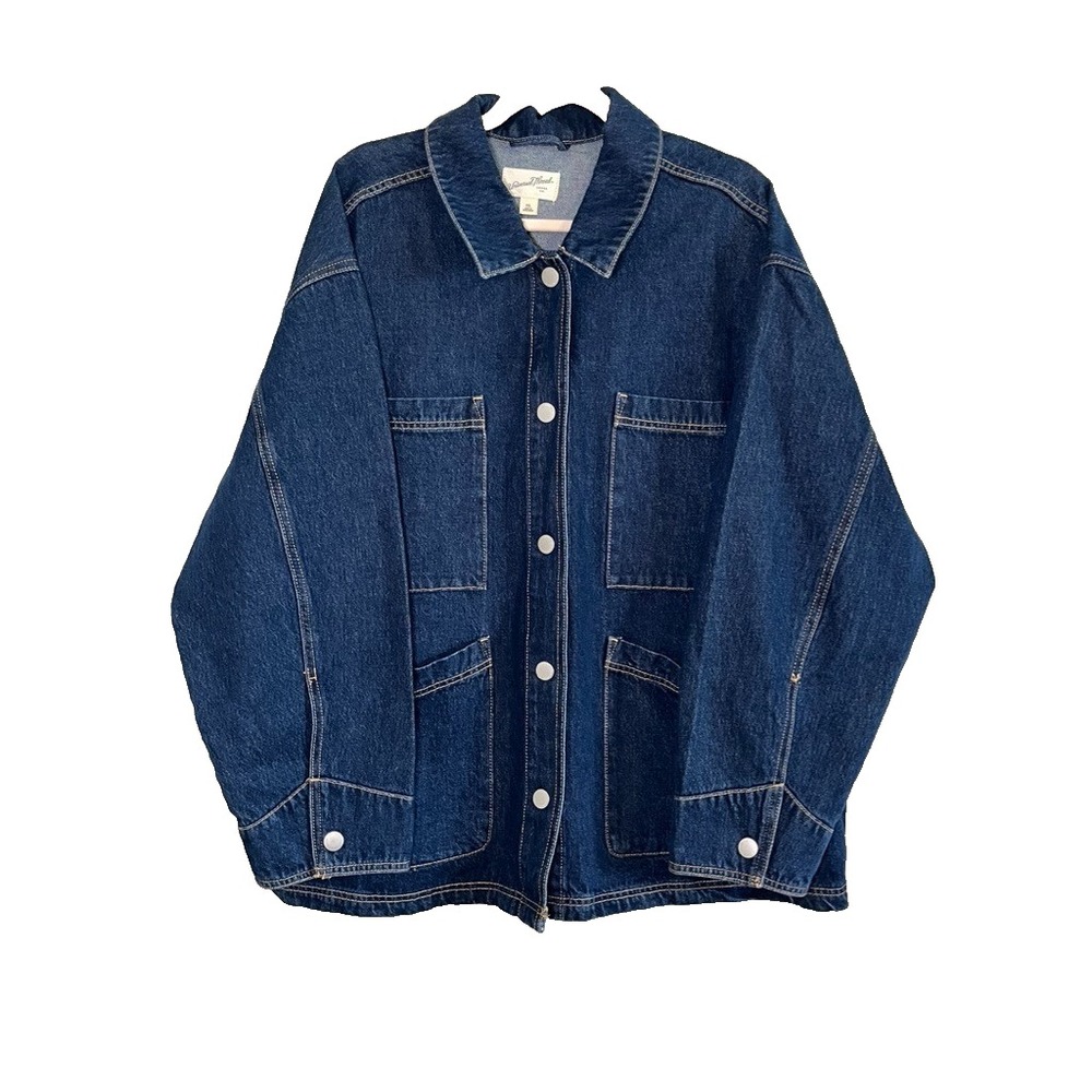 Denim Jean Jacket Chore Barn Coat 2XL Western Cowgirl Utility Oversized Classic
